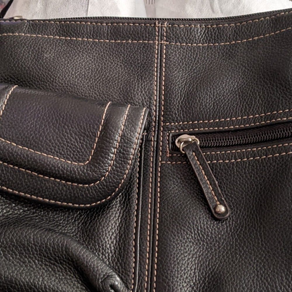 Tignanello Black Leather Crossbody Bag